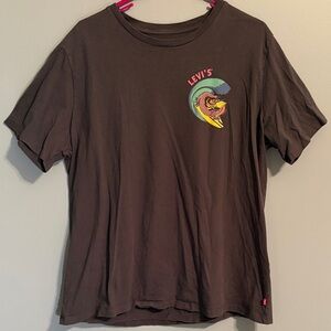 Levi's Grey Surf Dragon Graphic Tee with Multicolor Wave Logo